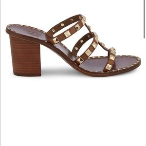 Ash Playa Leather Heeled Studded Sandal